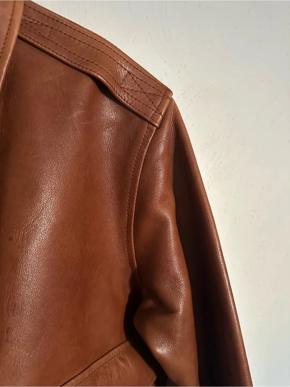 Vintage POLO Ralph Lauren Kids Brown Genuine Leather Bomber Jacket Coat